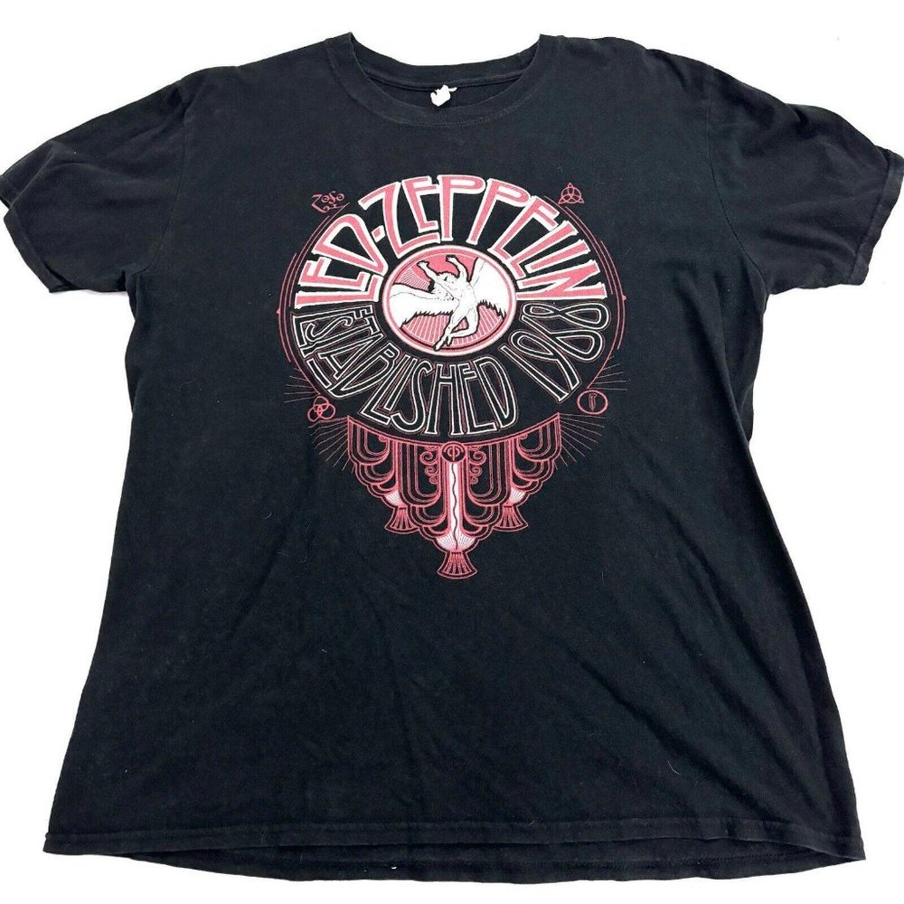 Led Zeppelin Black T Shirt Size Large Official Est 1968 Rock Band